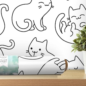 Cats Wallpaper, Kitten Wallpaper, Veterinarian Removable Wallpaper, Peel and Stick, Mural, Nursery, Decor, Accent Wall, Decor MW1806