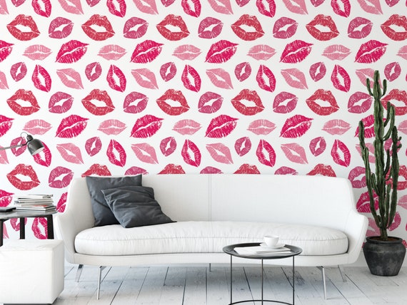 Peel & Stick Wallpaper Swatch - Love Lips Red Valentine Beauty