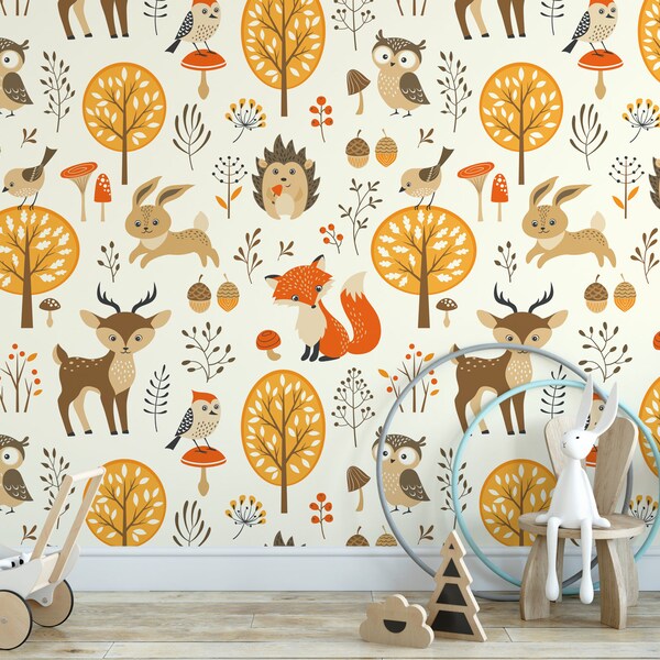 Woodland Creature Wallpaper Etsy