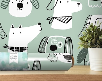 Cute Dogs and Puppies Peel and Stick Wallpaper | Puppy Decor | Dog Lover (MW1960)