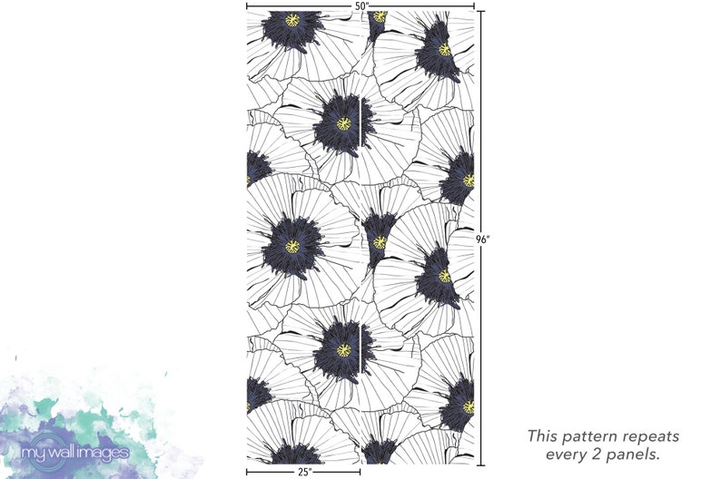 Black & White Gold Floral Removable Wallpaper, Wall Art, Peel and Stick Wallpaper, Dining Room, Wall Mural, Room Decor, Accent Wall MW1034 image 4