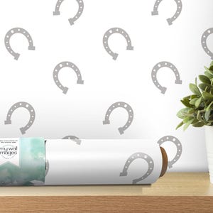 Horseshoes Horses Removable Wallpaper, Wall Art, Peel and Stick Wallpaper, Western Mural, Accent Wall, Horseshoe Art, Horse Decor MW1293