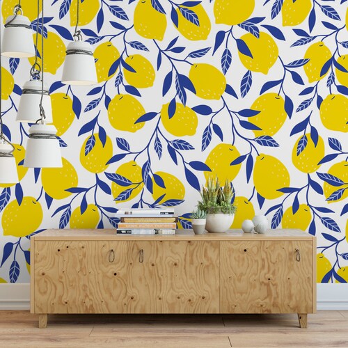 Lemons Removable Wallpaper Wall Mural Peel and Stick Etsy