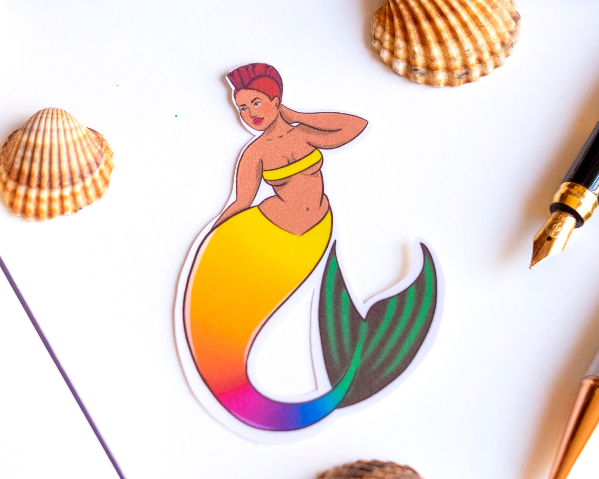 Colourful Mermaid Glossy Die Cut Sticker Etsy