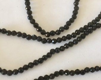 20 fasetterade svarta spinellpärlor, 2 mm natursten, 20 fasetterade svarta spinellpärlor, naturlig ädelsten, 2 mm