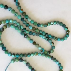 10 perles 3,3 mm Turquoise Africaine facettées, 10 perles facettes, gemme naturelle tons vert / bleus / turquoises, pierre naturelle image 1