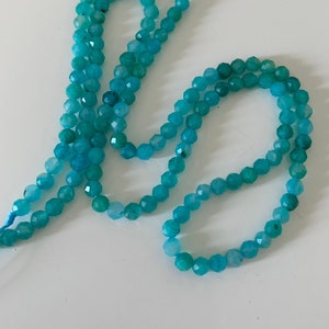 Amazonite du Pérou mini perles facettée, 10 perles facettes gemme naturelle tons bleus/vert d'eau, pierre naturelle 3,2mm image 1