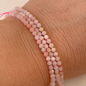 Pink Opal 3 mm faceted, 10 faceted beads natural gem 3mm pink tones, natural stone, Natural Opal