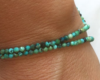 10 cuentas de 2,5 mm de turquesa africana facetada, 10 cuentas facetadas gema natural 2,5 mm tonos verde / azul / turquesa piedra natural