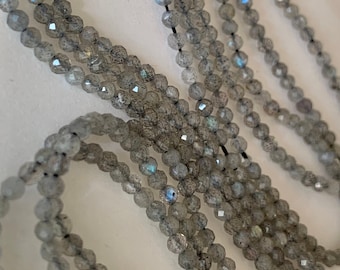 10 perles 2,5mm Labradorite facettée naturelle 2,5 mm, 10 perles Labradorite facettes gemme naturelle 2,5mm