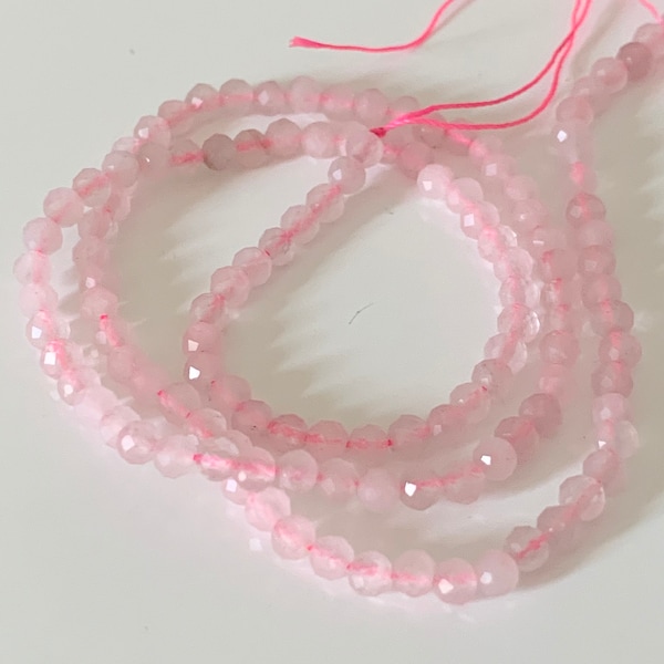 Pink quartz 3 mm faceted, 10 faceted natural gem beads 3mm pink tones, natural stone, PINK QUARTZ