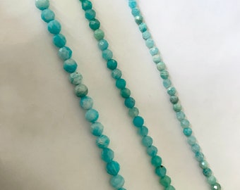 Amazonite mini perles facettée, 10 perles facettes gemme naturelle tons vert d'eau, pierre naturelle