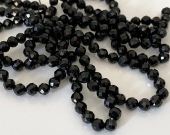 10 Perles 4mm Spinelle noire facettée, pierre naturelle 4 mm, 10 perles Spinelle noire facettes gemme naturelle 4mm