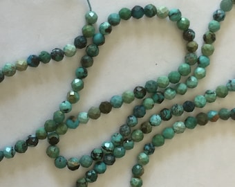10 cuentas de 4 mm de turquesa africana facetada, 10 cuentas facetadas de piedra preciosa natural en tonos verde/azul/turquesa, piedra natural