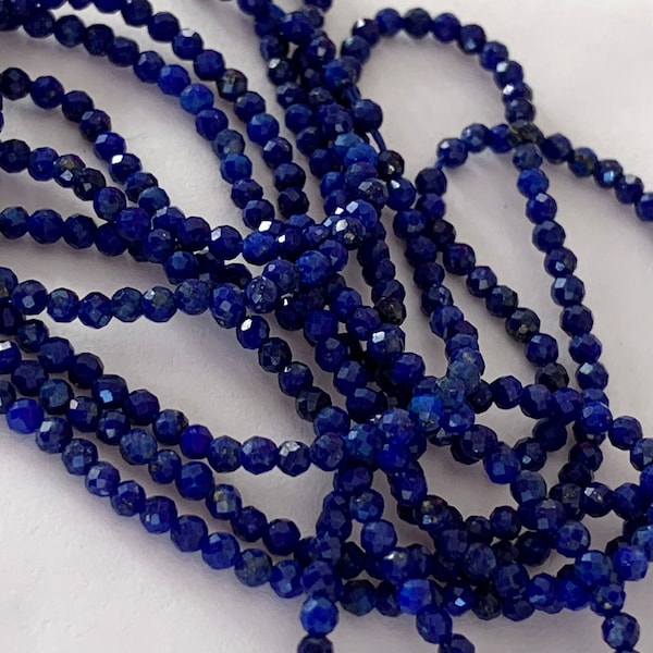 Lapis Lazuli AA bleue 2/2,4 mm facettée, 15 perles facettes gemme naturelle 2mm -2.5mm tons bleus, Lapis Lazul pierre naturelle