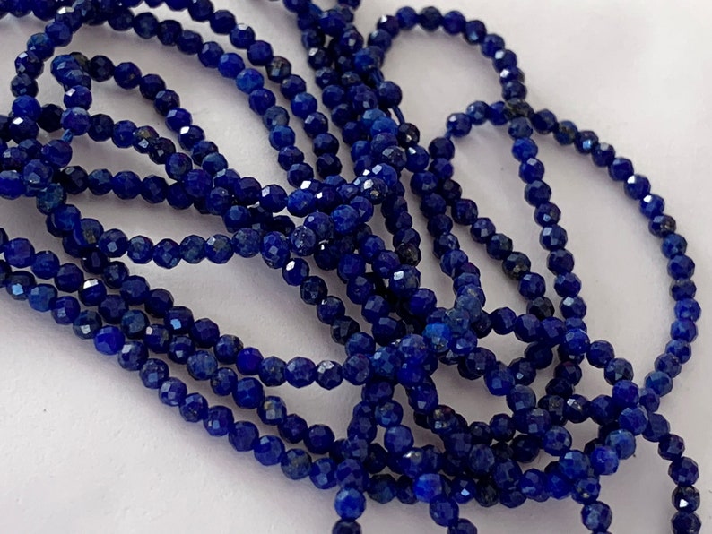 Lapis Lazuli AA bleue 2/2,4 mm facettée, 15 perles facettes gemme naturelle 2mm 2.5mm tons bleus, Lapis Lazul pierre naturelle image 1