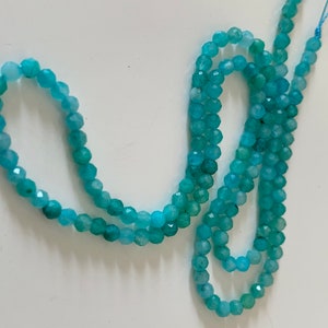 Amazonite du Pérou mini perles facettée, 10 perles facettes gemme naturelle tons bleus/vert d'eau, pierre naturelle 3,2mm image 3