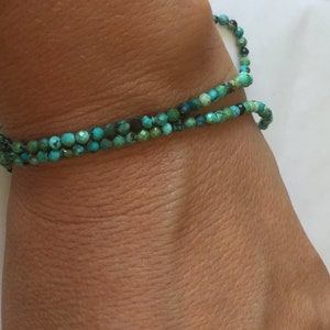 10 perles 3,3 mm Turquoise Africaine facettées, 10 perles facettes, gemme naturelle tons vert / bleus / turquoises, pierre naturelle image 2
