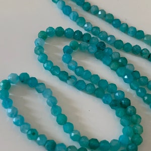 Amazonite du Pérou mini perles facettée, 10 perles facettes gemme naturelle tons bleus/vert d'eau, pierre naturelle 3,2mm image 4