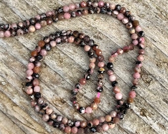 Rhodonite noire d'Inde facettée naturelle, 10 perles Rhodonite Black facette, gemme véritable