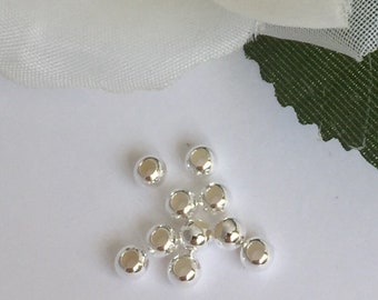 LOT of Beads 2mm/3mm/4mm solid silver 925, lot of smooth round beads jewelry making, solid silver 925/1000