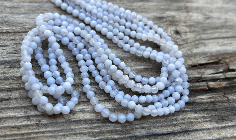 Blue agate lace faceted beads, 10 natural gem faceted beads blue/parma tones, natural stone 3.2mm image 6