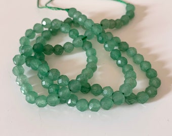 Green Aventurine 4 mm faceted, 10 faceted natural gem beads 4mm green tones, natural stone