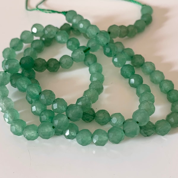 Aventurine Verte 4 mm facettée, 10 perles facettes gemme naturelle 4mm tons verts, pierre naturelle