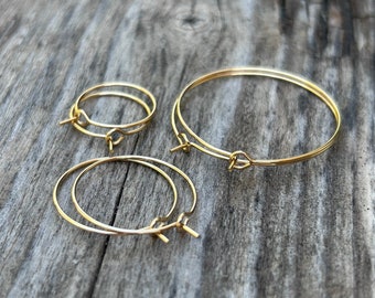 10pcs Gold Stainless Steel Hoop Earrings Round Hoop Earring Backings 15mm/20mm/25mm/30mm