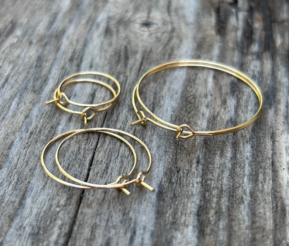10 pièces Créoles en acier inoxydable doré, supports de boucles d'oreilles anneaux ronds, 15mm / 20mm / 25mm / 30mm