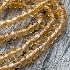 10 Citrine Beads 3mm Faceted Rondelle, Hand-Cut Yellow Semi-Precious Gemstone