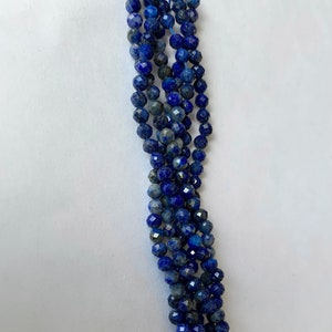 Lapis Lazuli bleue 3,3mm facettée, 10 perles facettes gemme naturelle tons bleus, Lapis Lazul pierre naturelle image 3