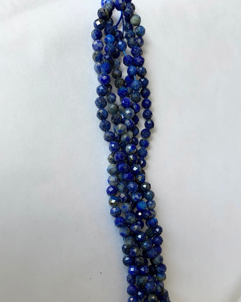 Lapis Lazuli bleue 3,3mm facettée, 10 perles facettes gemme naturelle tons bleus, Lapis Lazul pierre naturelle image 3