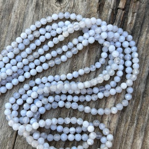 Agate bleue dentelle perles facettée, 10 perles facettes gemme naturelle tons bleu/parme, pierre naturelle 3,2mm image 9