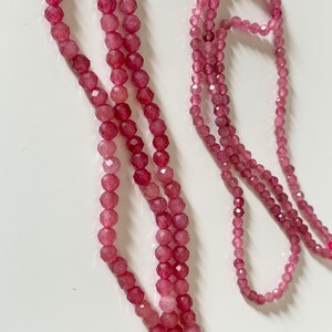 Tourmaline 3mm rose facettes, 10 perles facettes gemme naturelle tons roses, pierre naturelle, image 1