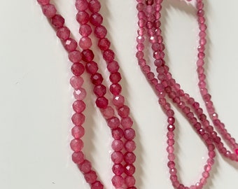 Tourmaline 3mm rose facettes, 10 perles facettes gemme naturelle tons roses, pierre naturelle,