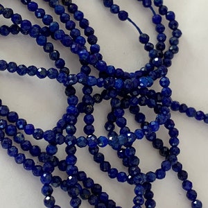 Lapis Lazuli AA bleue 2/2,4 mm facettée, 15 perles facettes gemme naturelle 2mm 2.5mm tons bleus, Lapis Lazul pierre naturelle image 2