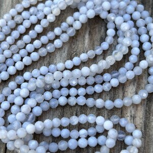 Agate bleue dentelle perles facettée, 10 perles facettes gemme naturelle tons bleu/parme, pierre naturelle 3,2mm image 7