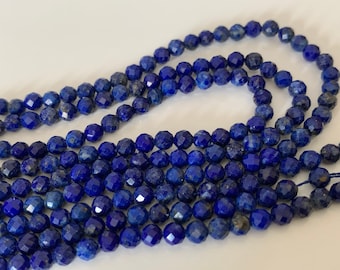 4 mm fasetowane koraliki z niebieskiego lapis lazuli, 10 fasetowanych koralików z naturalnych kamieni szlachetnych, 4 mm niebieskie odcienie, naturalny kamień lapis lazuli