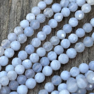 Agate bleue dentelle perles facettée, 10 perles facettes gemme naturelle tons bleu/parme, pierre naturelle 3,2mm image 5