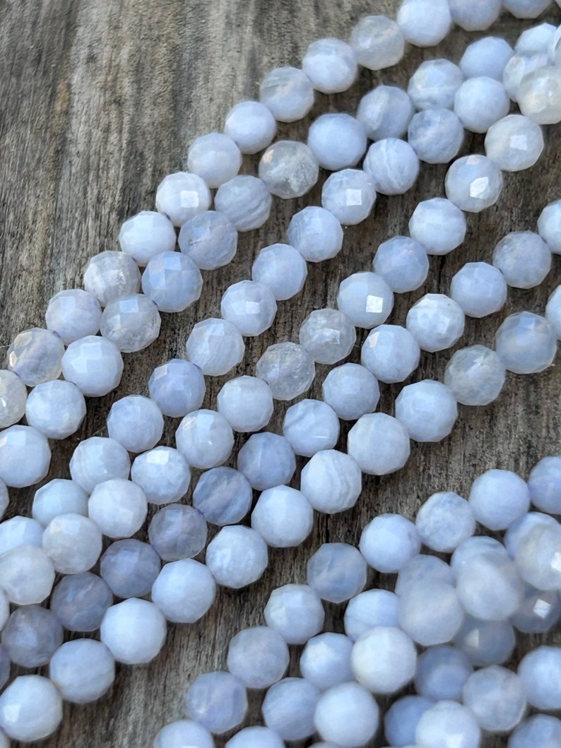 Perline sfaccettate in pizzo di agata blu, 10 perline sfaccettate di gemme naturali toni blu/parma, pietra naturale 3,2 mm immagine 5