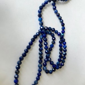 Lapis Lazuli bleue 3,3mm facettée, 10 perles facettes gemme naturelle tons bleus, Lapis Lazul pierre naturelle image 2