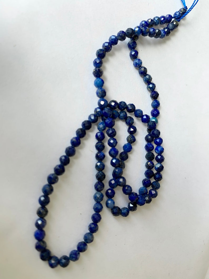 Lapis Lazuli bleue 3,3mm facettée, 10 perles facettes gemme naturelle tons bleus, Lapis Lazul pierre naturelle image 2