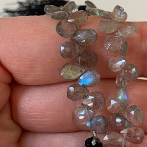 6 poires Labradorite briolettes à facettes 6,1mm/ 6,5mm x 6 perles, gemme forme poire facette naturelle image 2