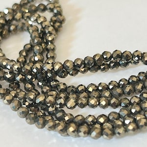 10 kralen 3mm Natuurlijke facetgeslepen pyriet 3 mm, 10 kralen pyriet facetgeslepen natuurlijke edelsteen 3mm