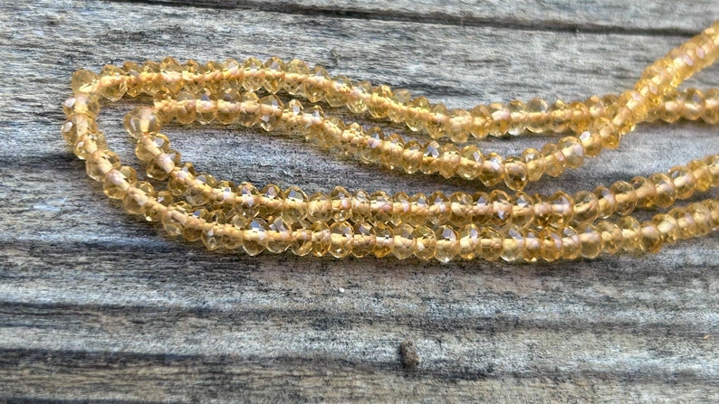 10 Perles de Citrine 3mm rondelle facettée, gemme semi-précieuse jaune taillée à la main image 2