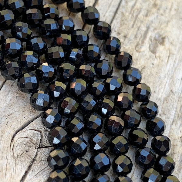 10 Perles 4mm Tourmaline noire facettée, pierre naturelle 4 mm, 10 perles Tourmaline noire facettes gemme naturelle 4mm