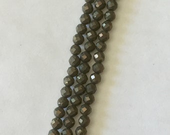 10 Perlen 3 mm Natürlicher facettierter Pyrit 3 mm, 10 facettierte Pyritperlen Naturedelstein 3 mm