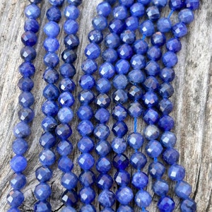 Blue sodalite 4.5mm faceted, 10 faceted natural gem beads 4mm/4.5 mm blue tones, natural stone, untreated