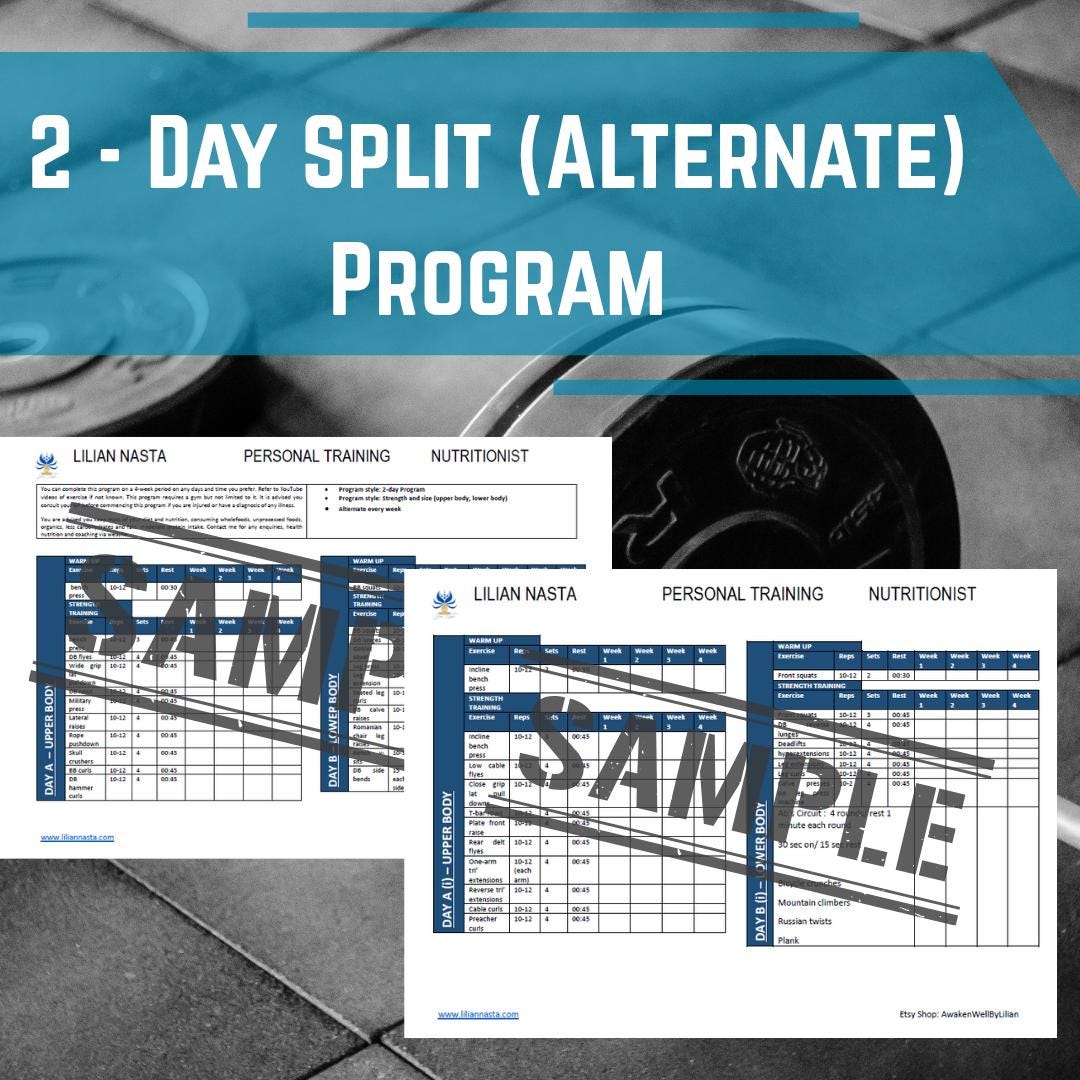 2 Day Split Gym Workout Program | Digital Fitness Plan PDF | Digital ...